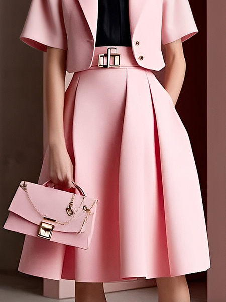 

Urban Plain Knee Length Skirt, Pink, Skirts