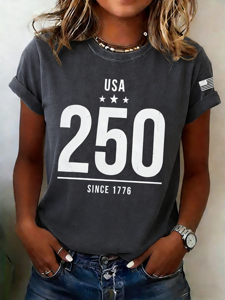 

Casual USA/US/American Crew Neck Short Sleeve T-shirt, Deep gray, T-shirts