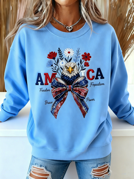 

Vintage Crew Neck Text Letters Sweatshirt, Blue, Hoodies & Sweatshirts
