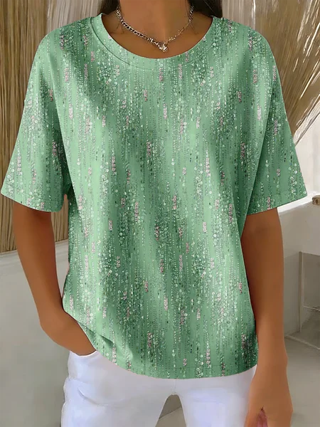 

Casual Abstract Crew Neck Short Sleeve T-shirt, Green, T-shirts