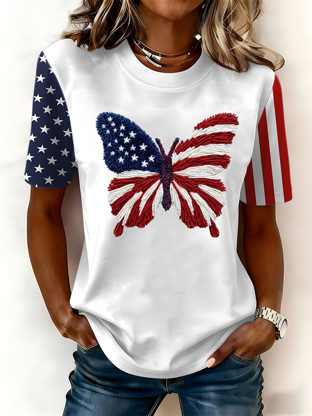 

Casual Letter Pattern Crew Neck Short Sleeve T-shirt, Color2, T-shirts