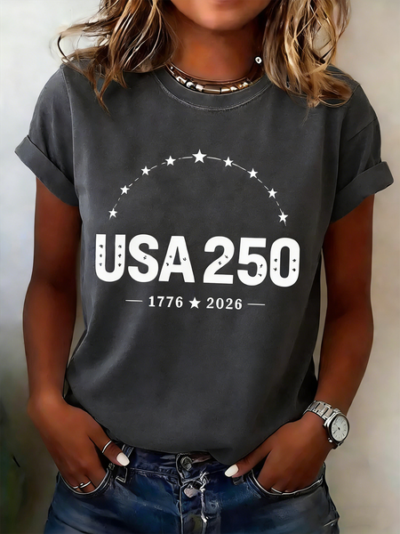 

Casual USA/US/American Crew Neck Short Sleeve T-shirt, Deep gray, T-shirts