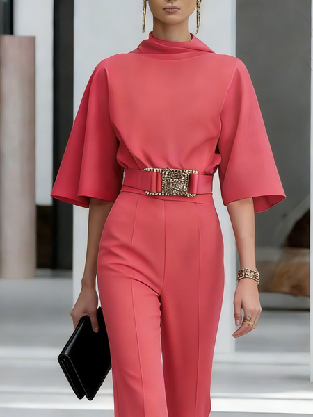 

Urban Plain Stand Collar Blouse, As picture, Blouses and Shirts