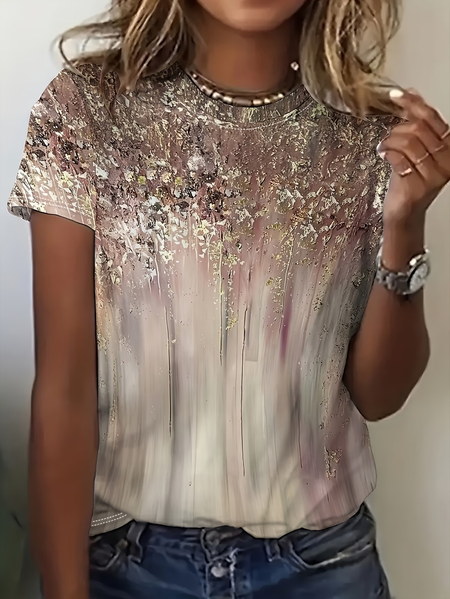 

Women Abstract Short Sleeve Tee T-shirt Crew Neck Printing Casual Graphic Tee Summer Top, As picture, T-Shirts