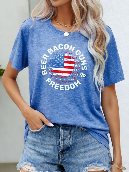 

Casual 3D Printing Crew Neck Short Sleeve T-shirt, Blue, T-shirts