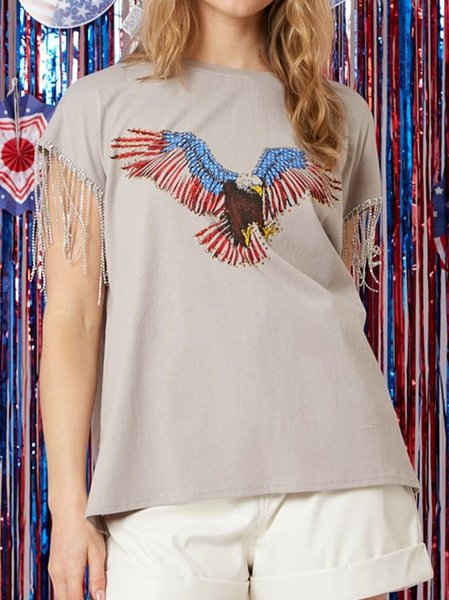 

Vintage 3D Printing Crew Neck Short Sleeve T-shirt, Gray, T-shirts