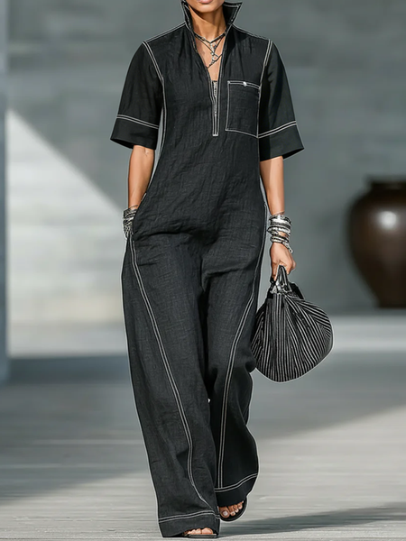 

Plus Size Casual Cotton Romper & Jumpsuit, Black, Plus Jumpsuits