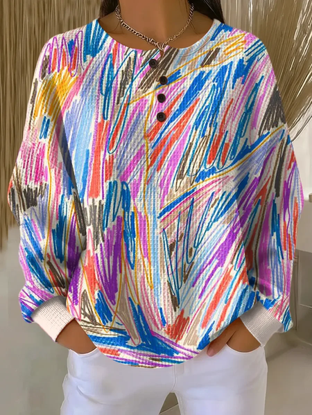 

Casual Crew Neck Abstract Sweatshirt Printing, As picture, Hoodies & Sweatshirts