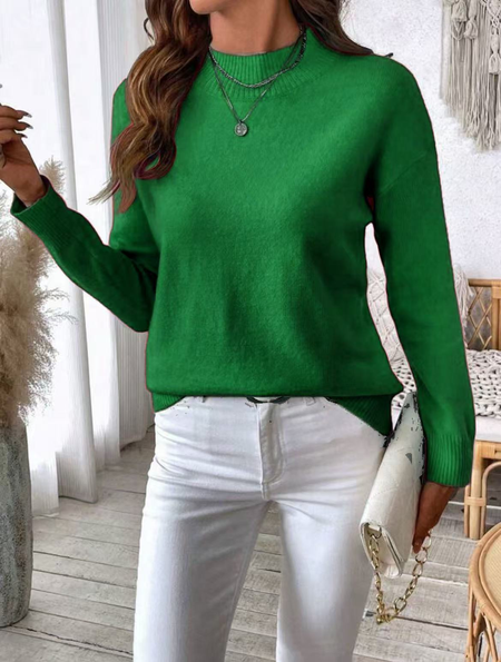 Women Plain Long Sleeve Comfy Street Split Joint Sweater