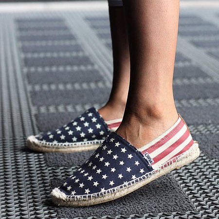 

Casual America Flag Slip On Flat Heel Shallow Shoes, Color2, Flats/Loafers