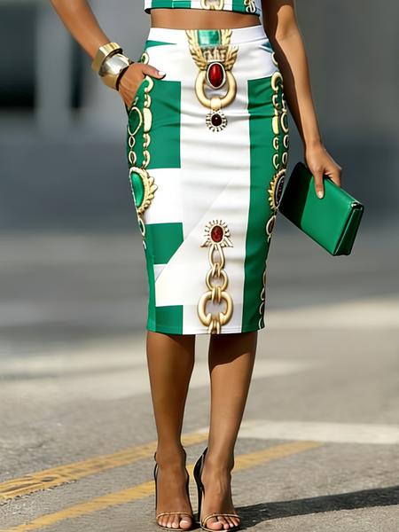 

Urban 3D Printing Knee Length Skirt, As picture, Skirts