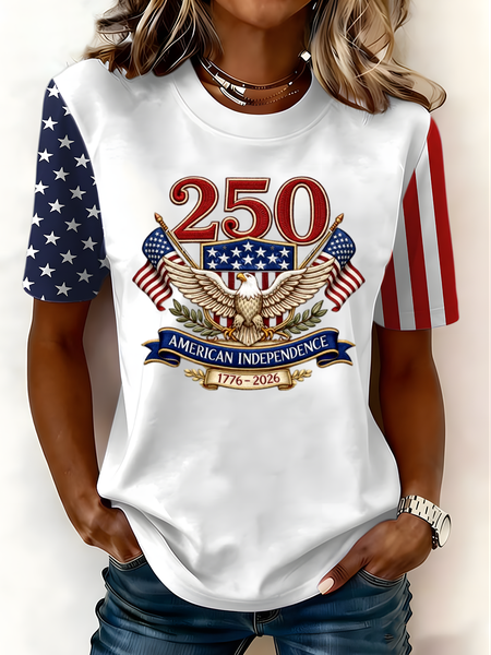 

Casual Text Letters Crew Neck Short Sleeve T-shirt, White, T-shirts