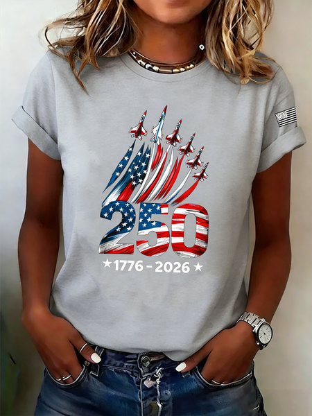 Vintage Independence Day (Flag) Crew Neck Short Sleeve T-shirt