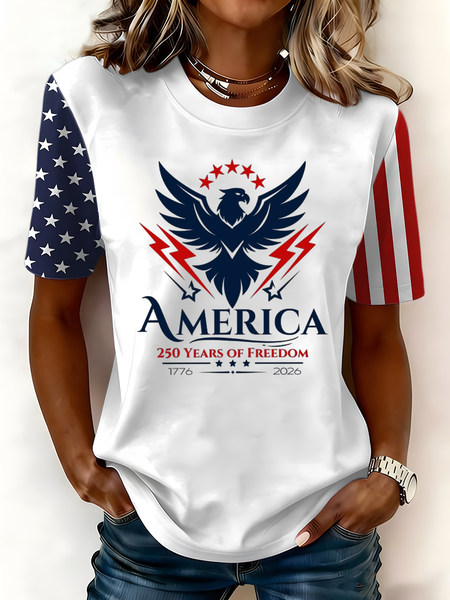 

Casual Text Letters Crew Neck Short Sleeve T-shirt, White, T-shirts