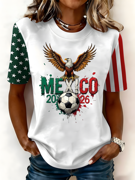 

Casual Text Letters Crew Neck Short Sleeve T-shirt, White, T-shirts