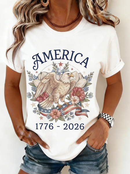 

Vintage Text Letters Crew Neck Short Sleeve T-shirt, White, T-shirts