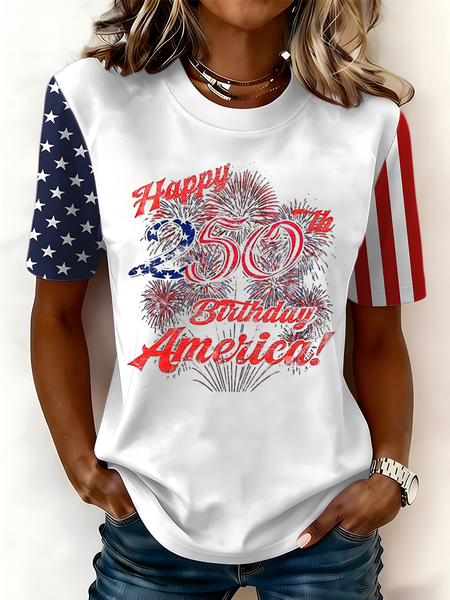 

Casual Text Letters Crew Neck Short Sleeve T-shirt, White, T-shirts