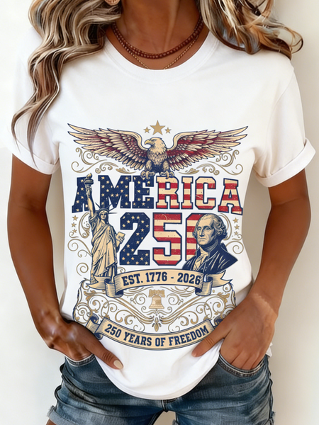 

Vintage Text Letters Crew Neck Short Sleeve T-shirt, White, T-shirts