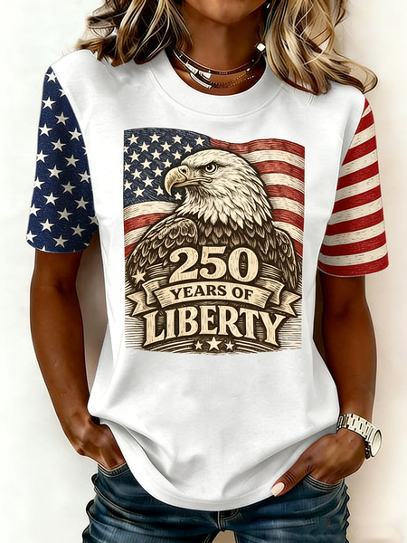 

Casual Text Letters Crew Neck Short Sleeve T-shirt, White, T-shirts