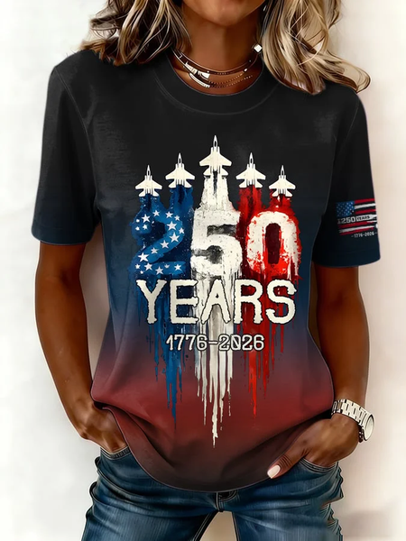 

Casual Text Letters Crew Neck Short Sleeve T-shirt, Black, T-shirts