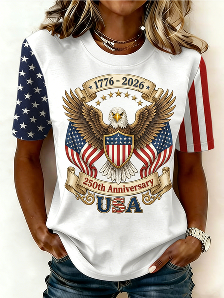 

Casual Text Letters Crew Neck Short Sleeve T-shirt, White, T-shirts