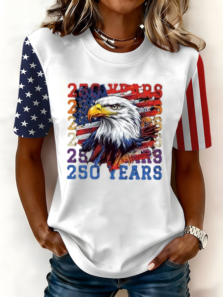 

Casual Text Letters Crew Neck Short Sleeve T-shirt, White, T-shirts