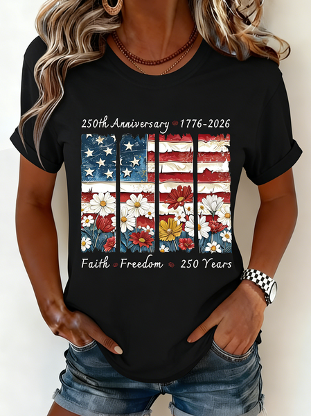 

Vintage Text Letters Crew Neck Short Sleeve T-shirt, Black, T-shirts