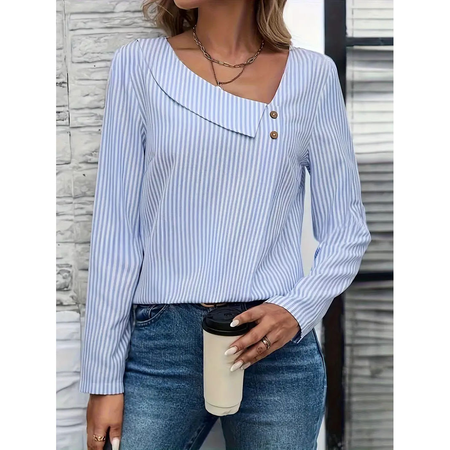 Casual Polka Dots Asymmetrical Long Sleeve T-shirt