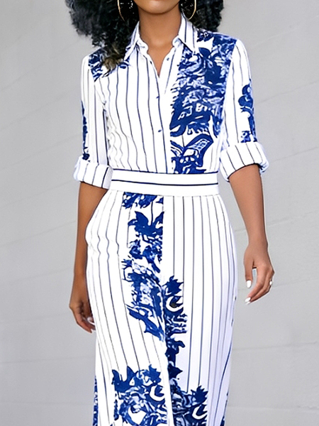 

Urban Striped Shirt Collar Shirt, As picture, Blouses and Shirts