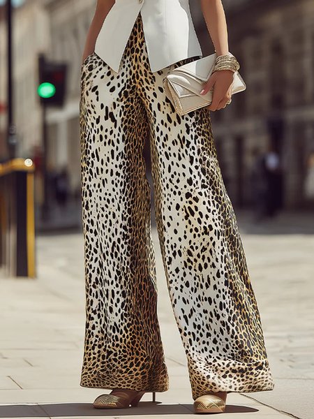

Urban Leopard Printing Wide Leg Pants, Pants