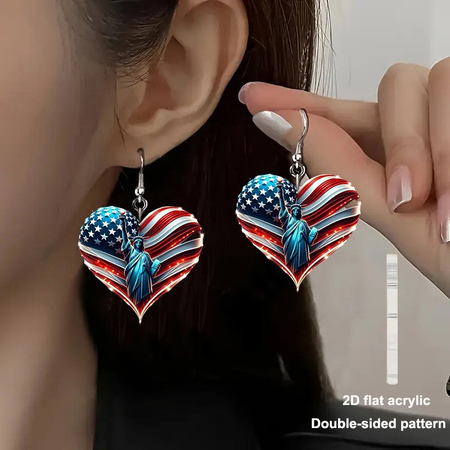 American Flag  Acrylic Material Eagle Old Gloray Earrings