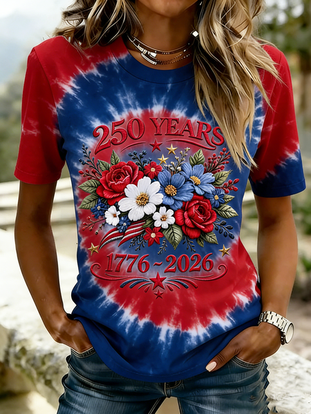 

Casual Text Letters Crew Neck Long Sleeve T-shirt, Blue, T-shirts