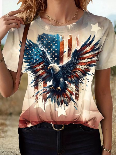 

Casual 3D Printing Crew Neck Short Sleeve T-shirt, As picture, T-shirts