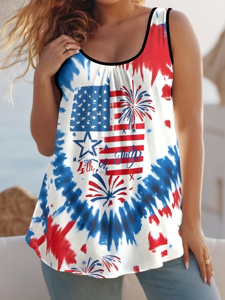 

Vintage Crew Neck 3D Printing Tank Top, As picture, Tanks & Camis