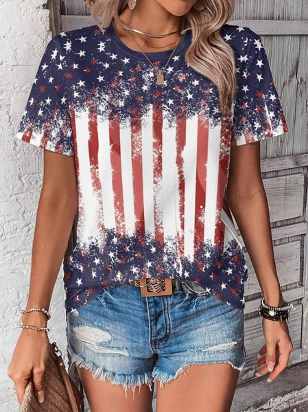 

Casual 3D Printing Crew Neck Short Sleeve T-shirt, Multicolor, T-shirts