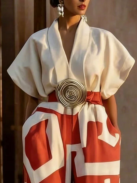 

Cotton Vacation Plain V Neck Raglan Sleeves Blouse, Apricot, Blouses and Shirts