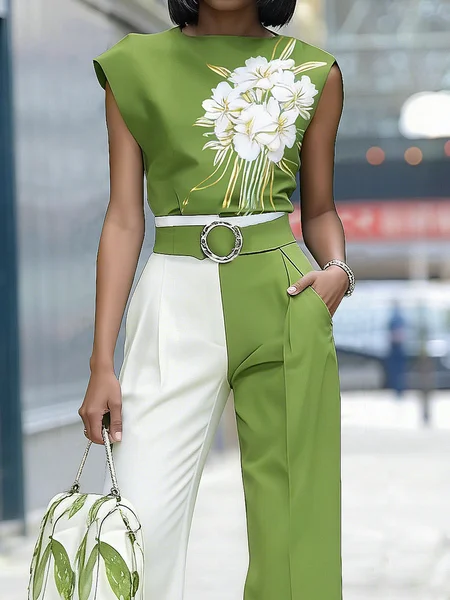 

Urban Floral Crew Neck Blouse, As picture, Blouses and Shirts