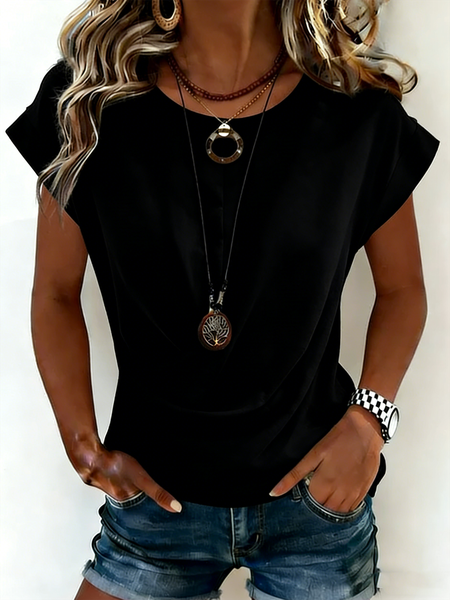 Elegant Plain Short Sleeve T-shirt
