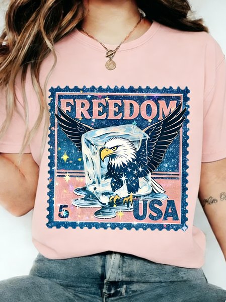

Casual 3D Printing Crew Neck Short Sleeve T-shirt, Pink, T-shirts