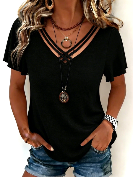 Casual Plain Short Sleeve T-shirt