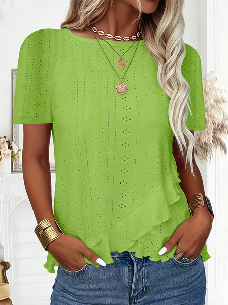 

Women Plain Short Sleeve Tee T-shirt Crew Neck Elegant Summer Top, Lightgreen, T-Shirts