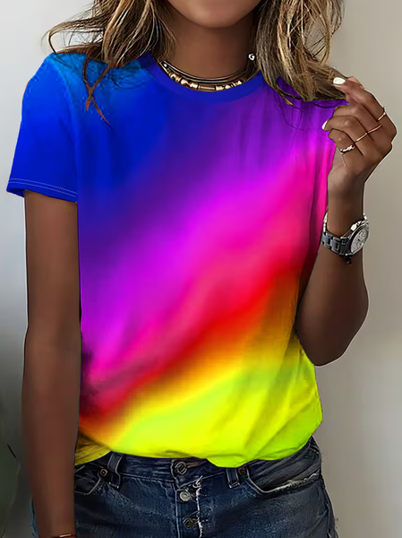 

Women Abstract Short Sleeve Tee T-shirt Crew Neck Printing Casual Graphic Tee Summer Top, As picture, T-Shirts