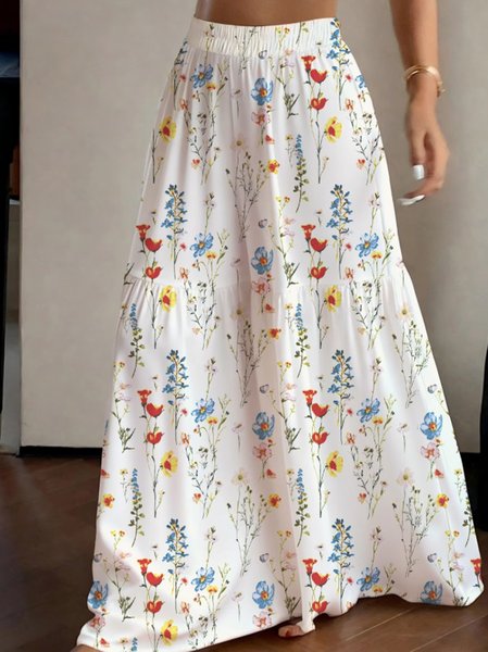 Women Floral Long Pants Casual Summer Trousers