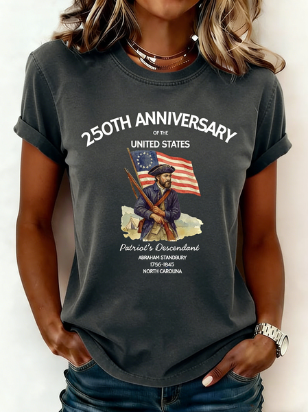 

Vintage Text Letters Crew Neck Short Sleeve T-shirt, Black-grey, T-shirts