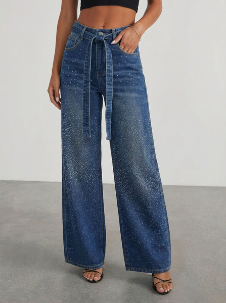 Vintage Washed Denim High Waist Wide Leg  Western Style Street Jeans