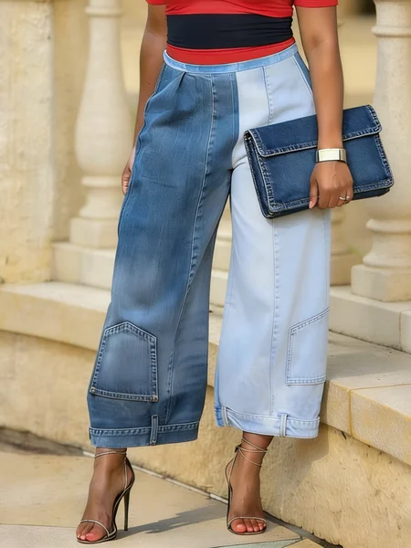 

Urban Denim Color Block Loose Jeans, Denim blue, Jeans