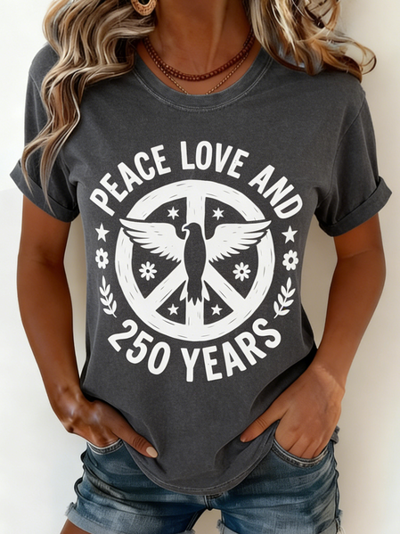 

Vintage Text Letters Crew Neck Short Sleeve T-shirt, Black-grey, T-shirts