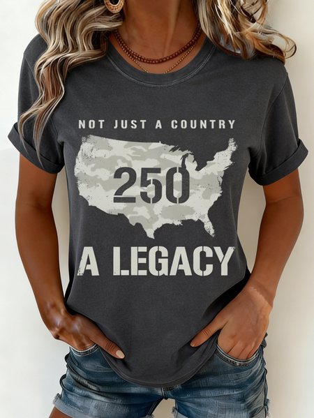 Vintage Text Letters Crew Neck Short Sleeve T-shirt