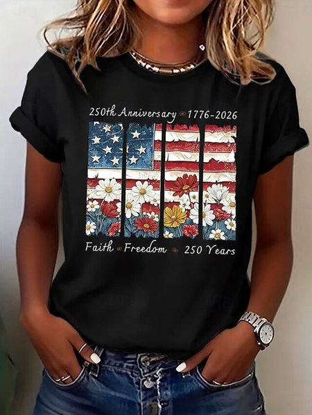 

Vintage America Flag Crew Neck Short Sleeve T-shirt, Black, T-shirts