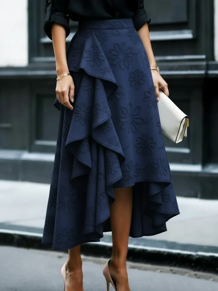 Vintage Floral A-Line High Waist Midi Skirt